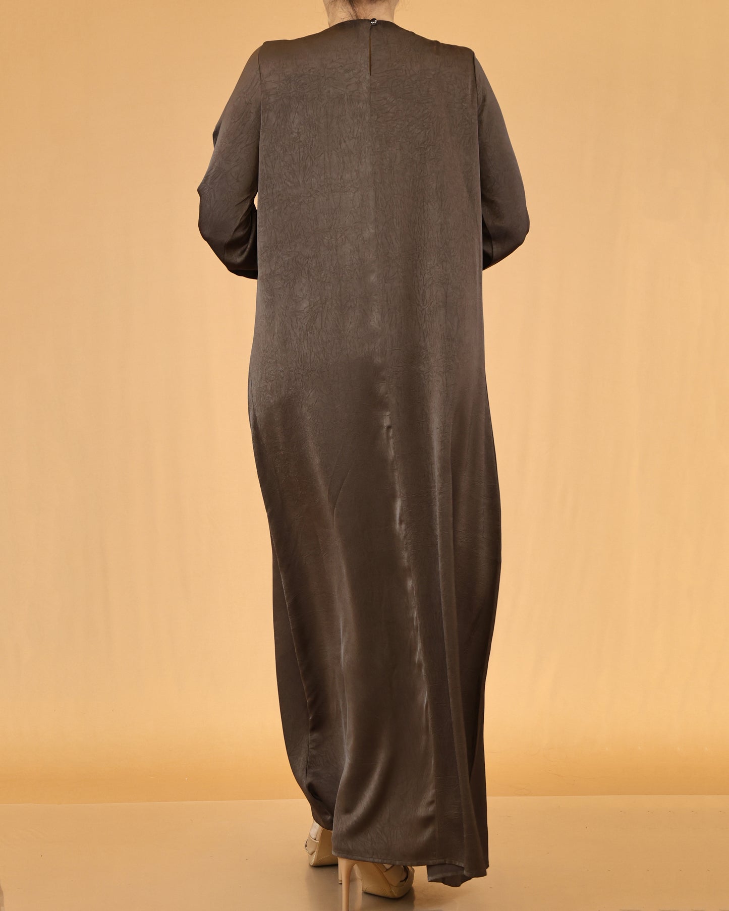 Chocolate Brown Pleated Abaya