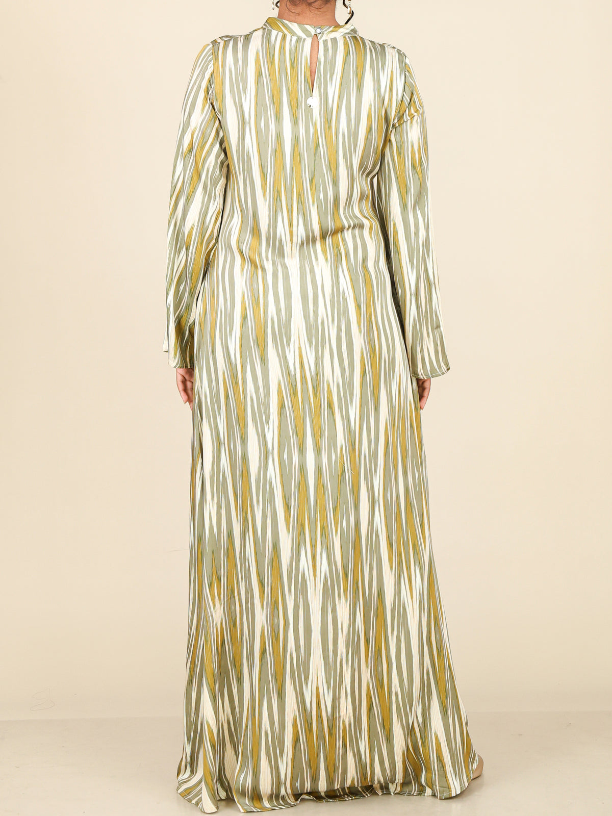 Marvelle Olive Gold Abstract Print Abaya