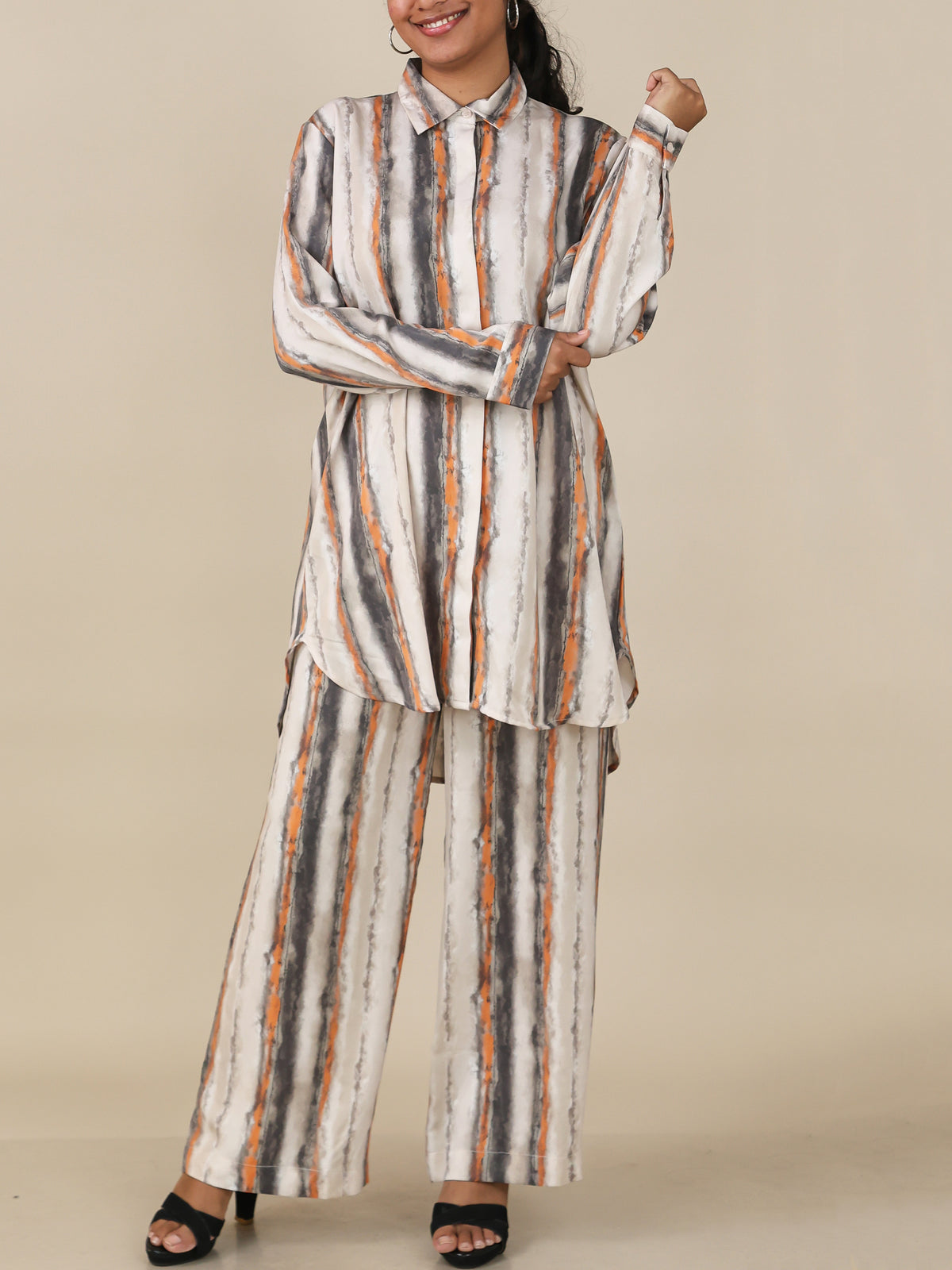 Calista Ivory Ember Stripe Co-Ord Set
