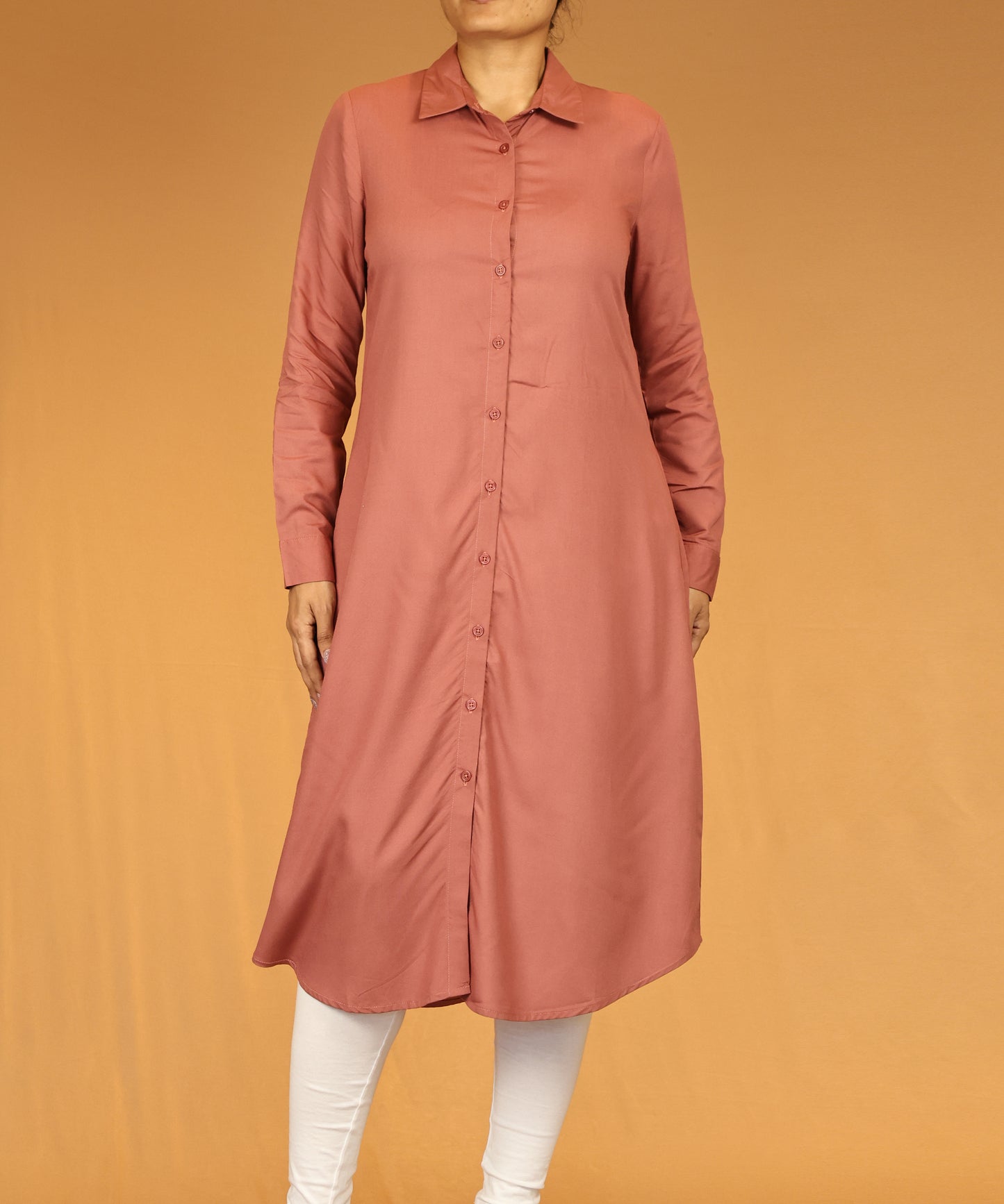 Rosewood Button-Down Long Shirt Dress