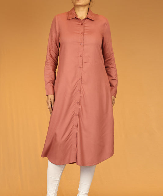 Rosewood Button-Down Long Shirt Dress