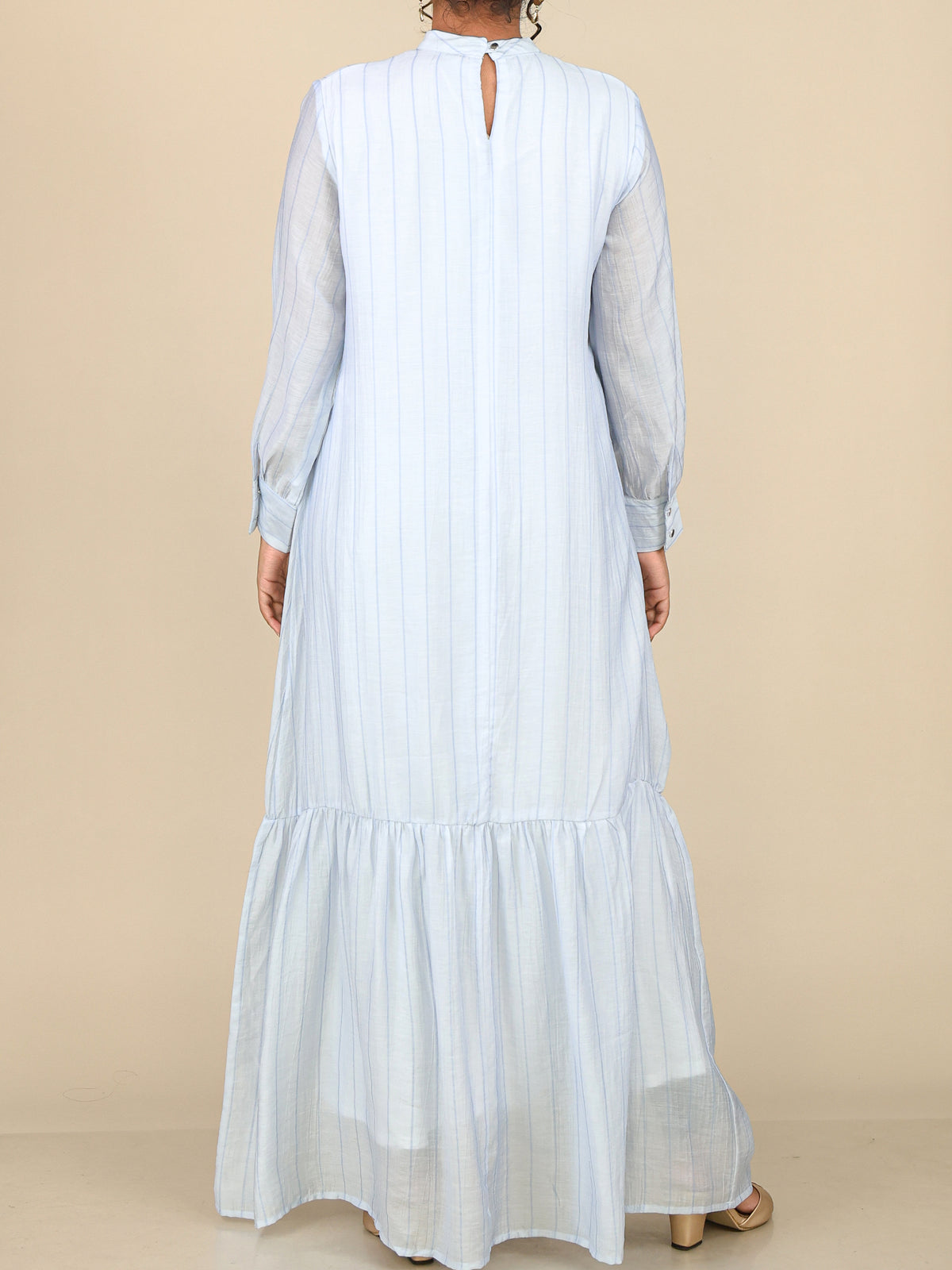 Evelisse Ice Blue Striped Tiered Abaya
