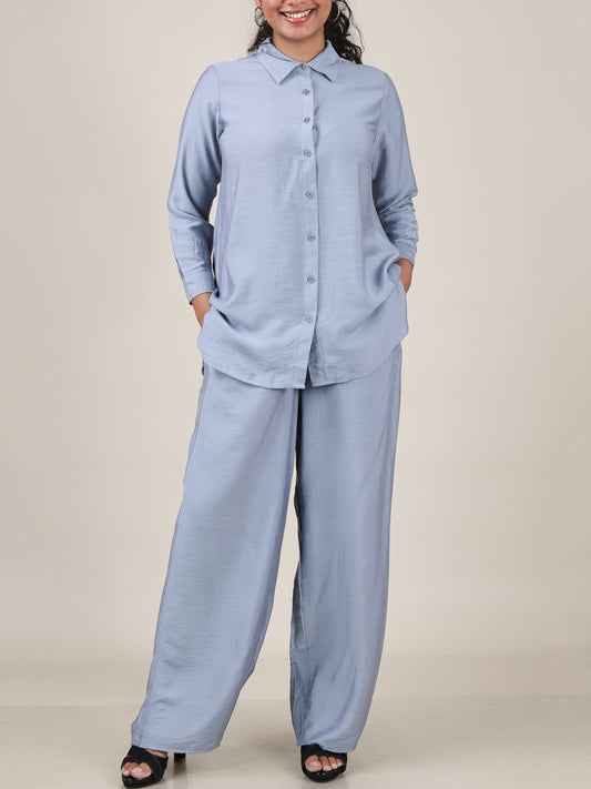 Liora Powder Blue Button Front Co-Ord Set