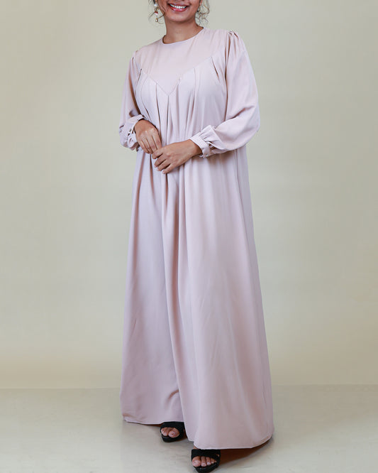 Aurelia Pleated Blush Abaya