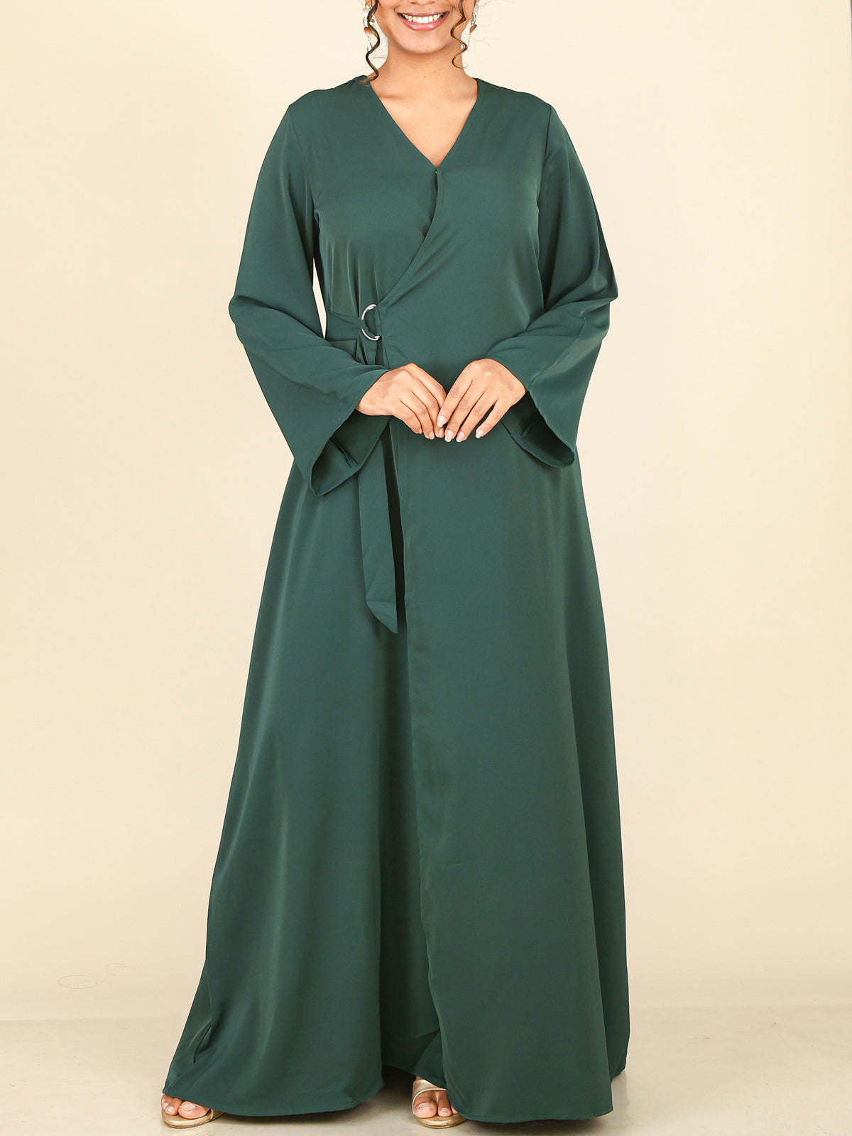 Valencia Emerald Green Wrap Abaya
