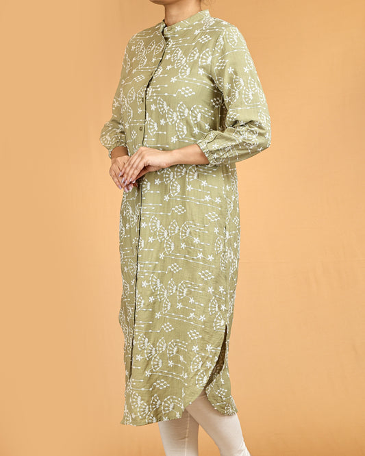 A-Line Green long top with pockets