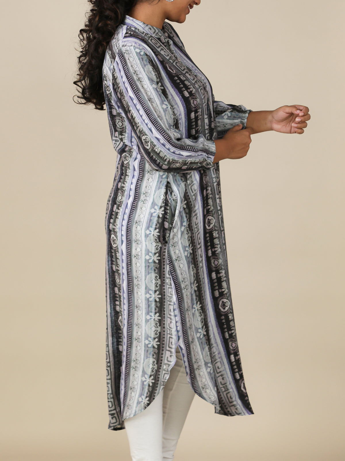 Avyra Charcoal Mist Print Shirt Dress