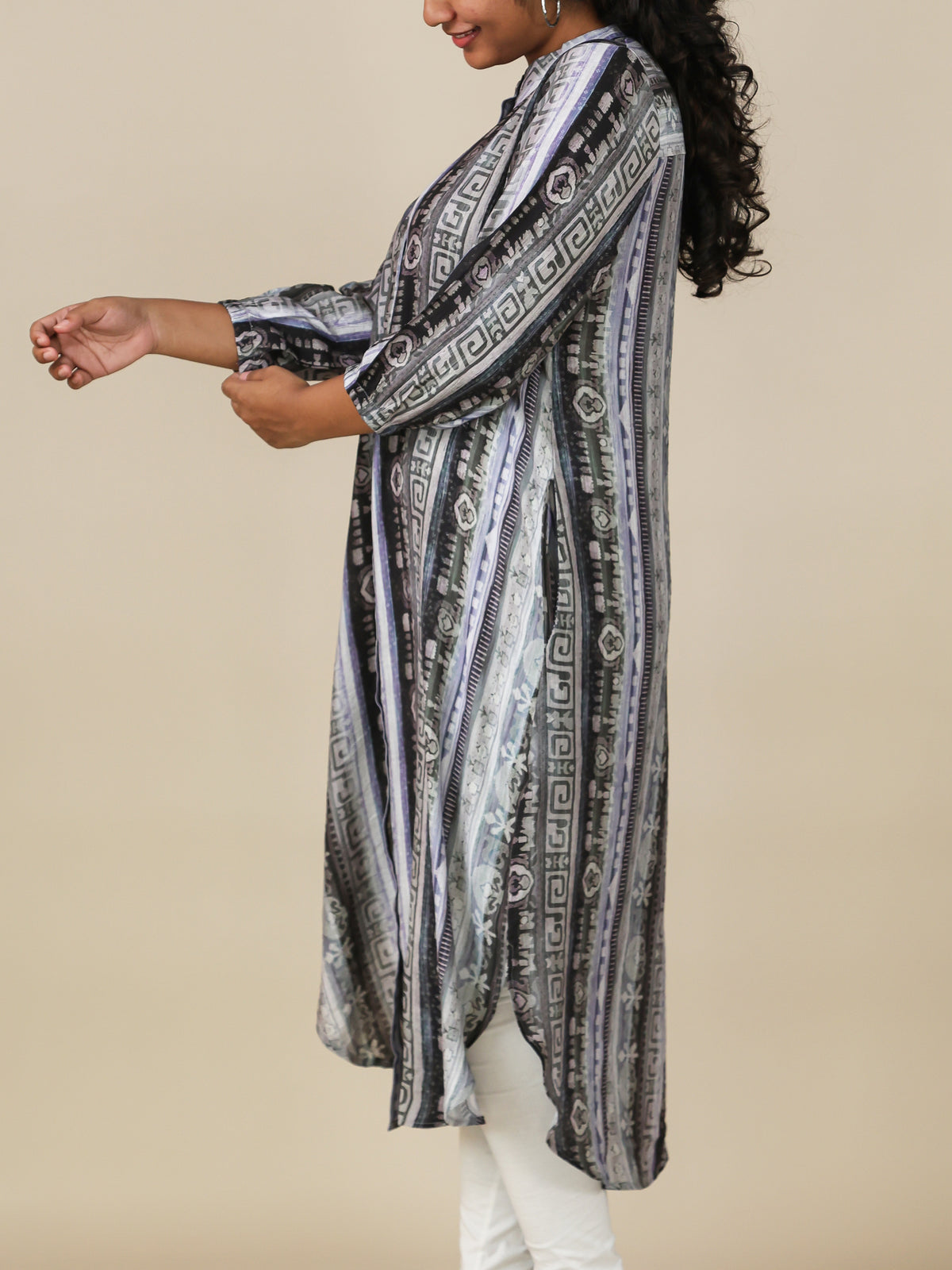 Avyra Charcoal Mist Print Shirt Dress
