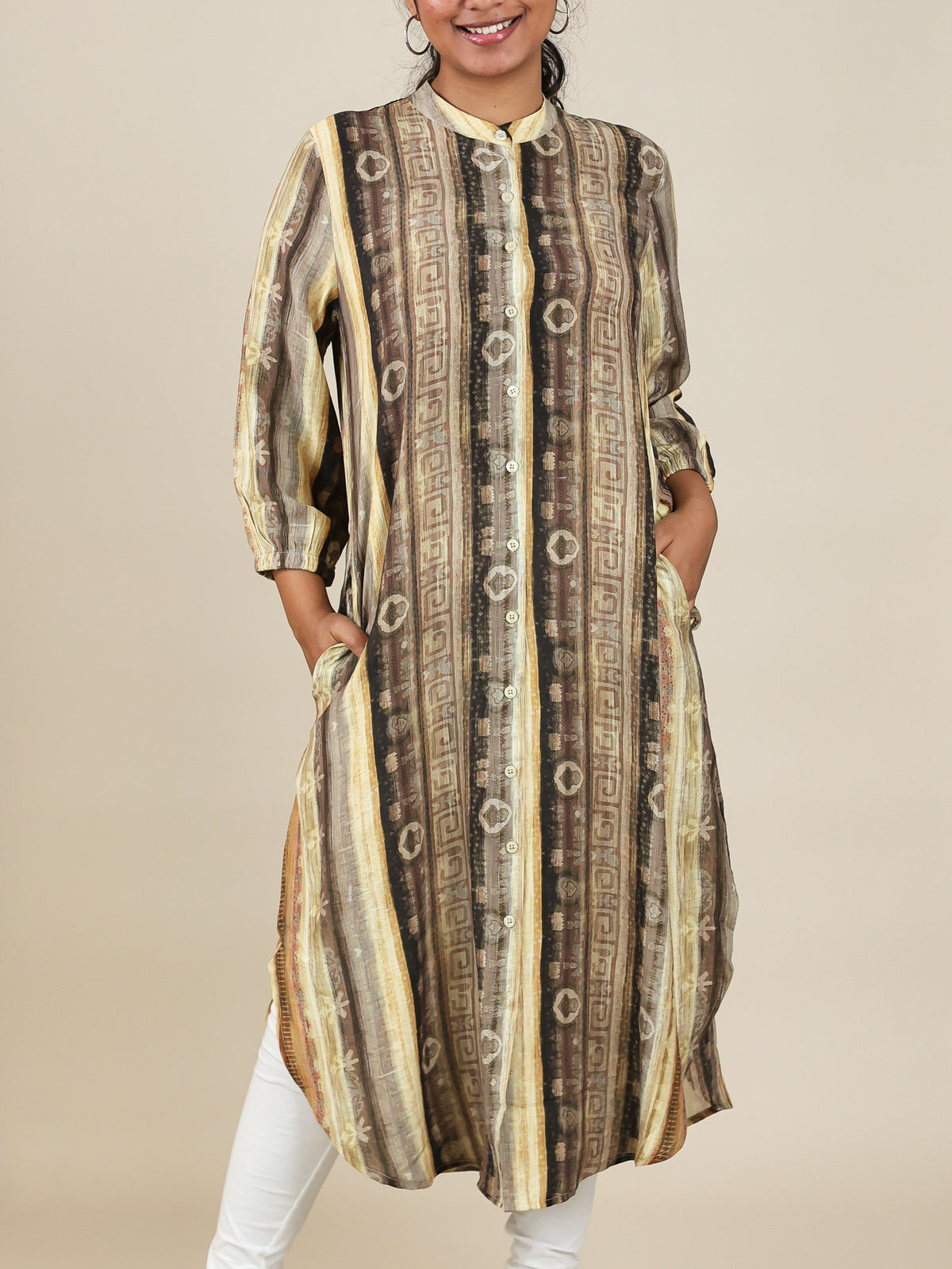 Avyra Earthstone Print Shirt Dress