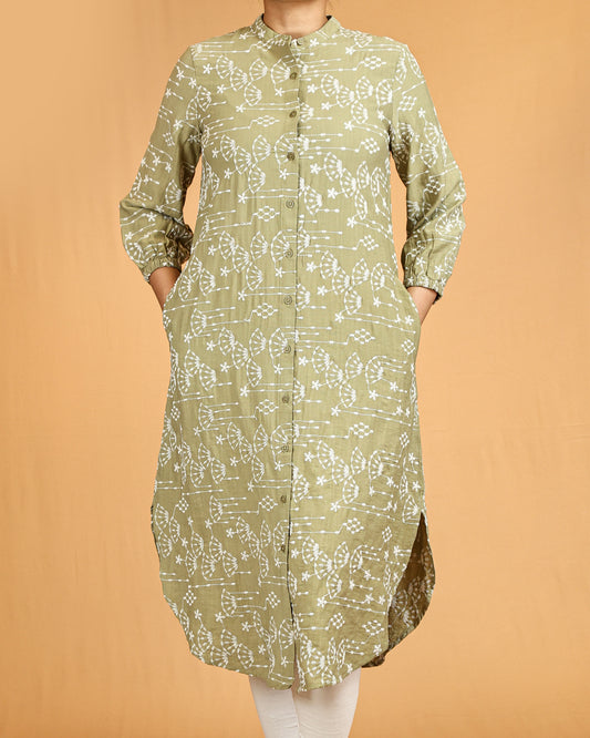 A-Line Green long top with pockets