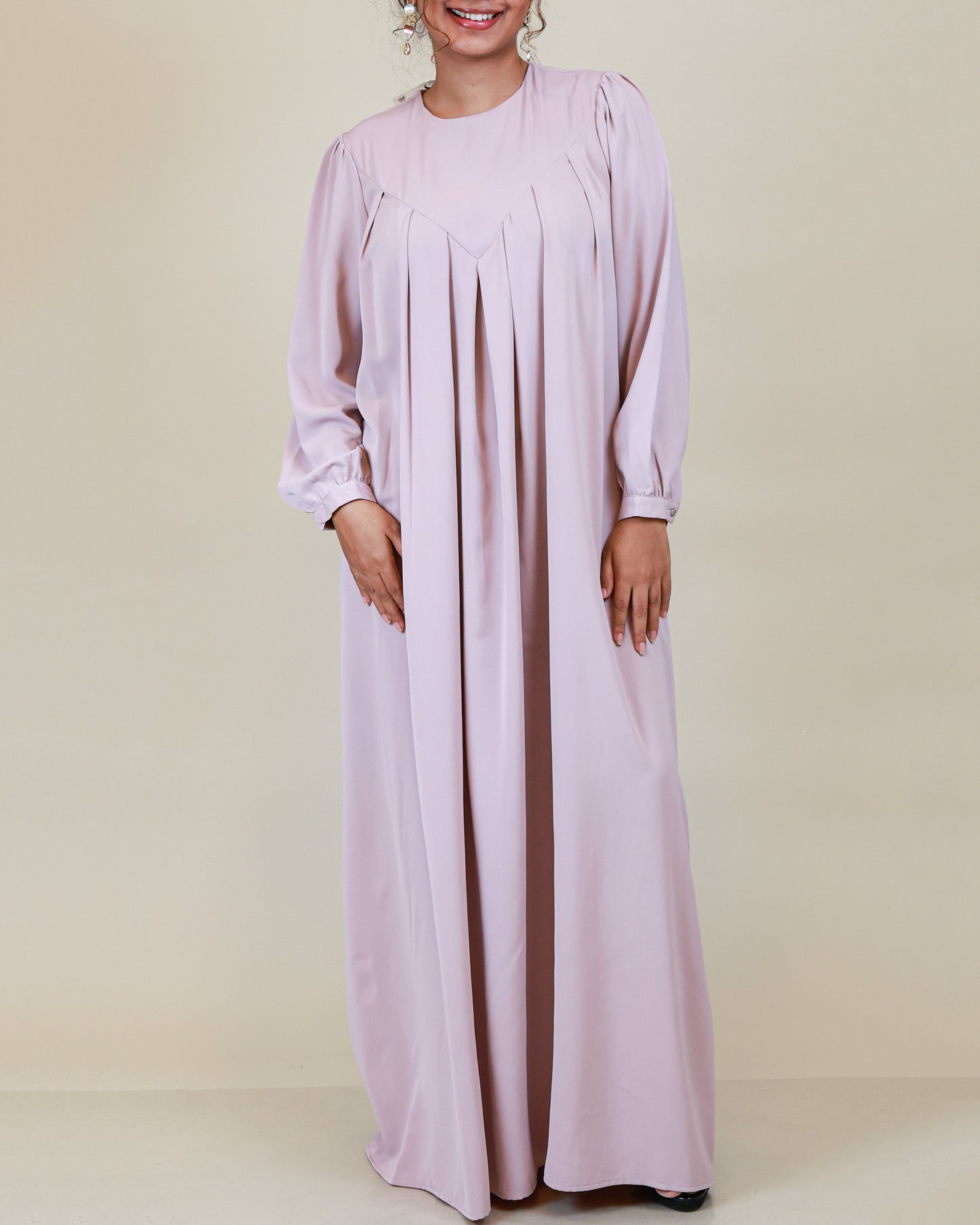 Aurelia Pleated Dusty Pink Abaya