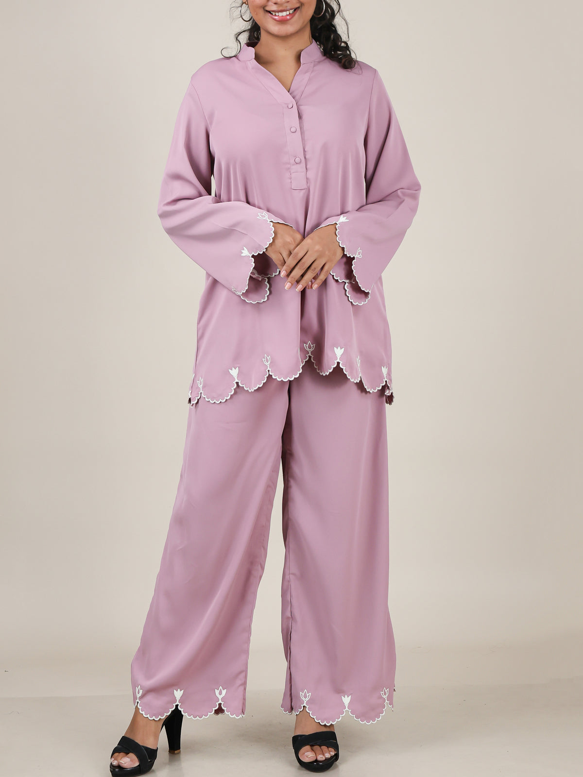 Soraya Dusty Mauve Embroidered Co-Ord Set