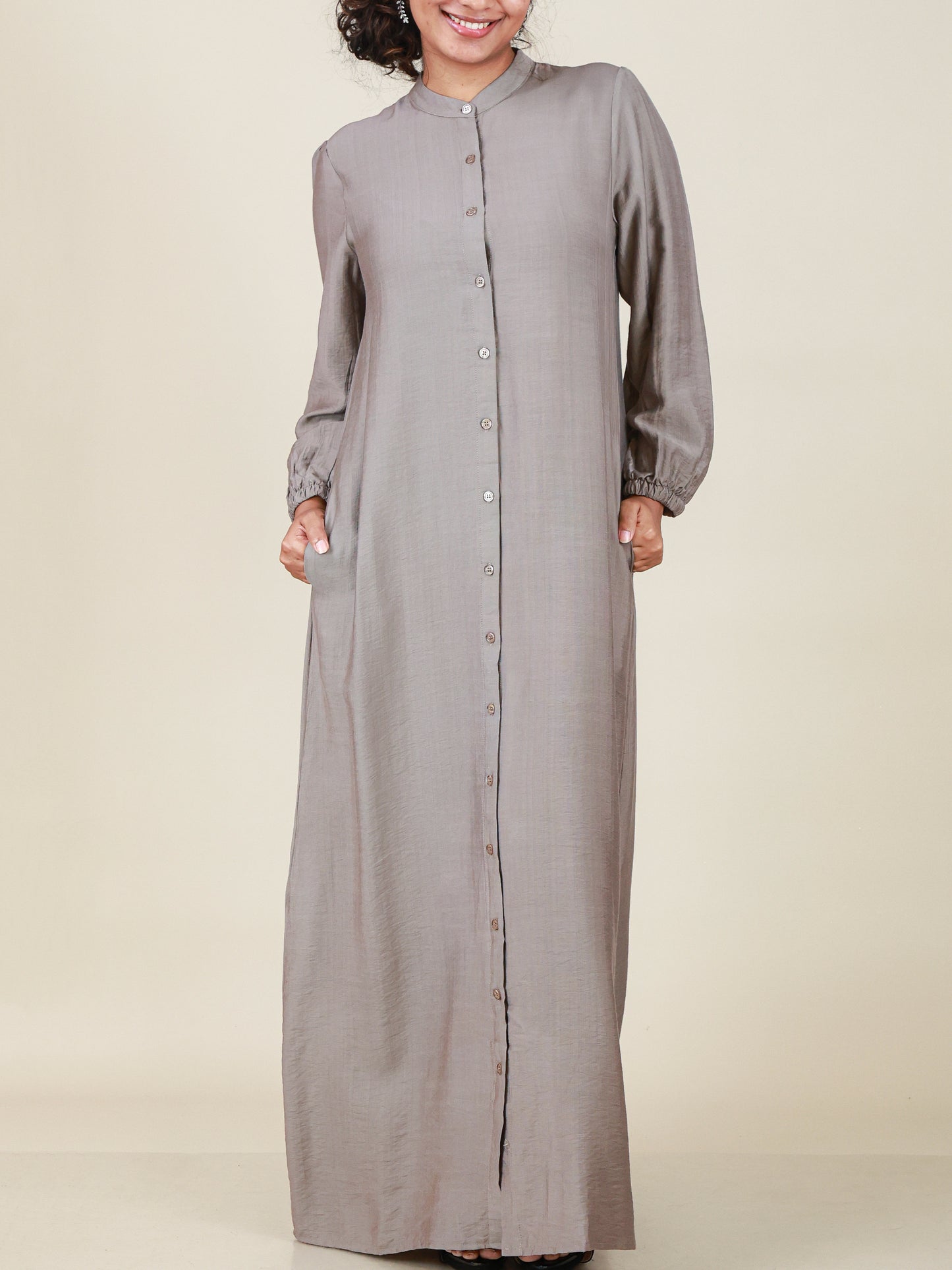 Seraphine Taupe Button Maxi