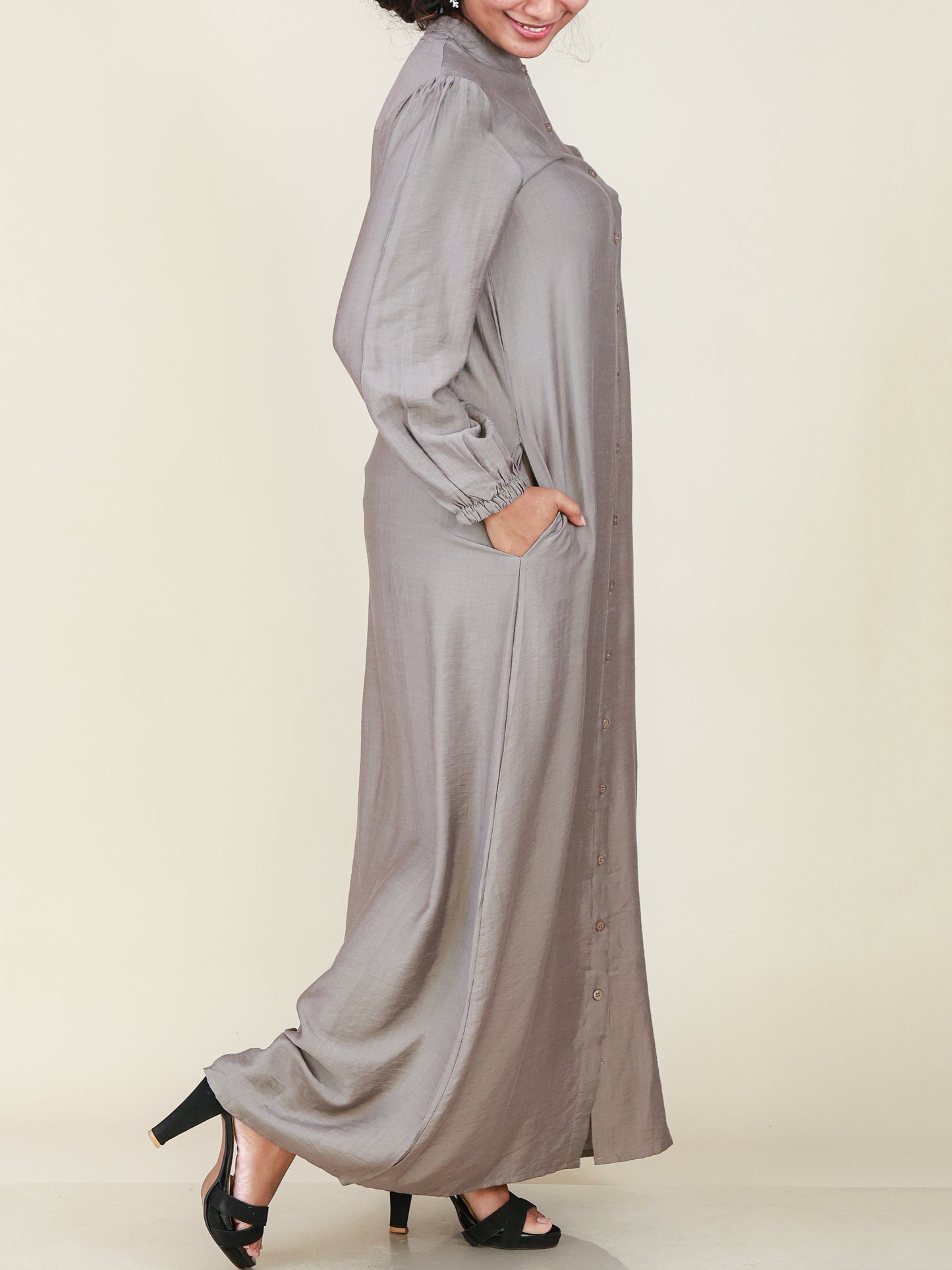Seraphine Taupe Button Maxi
