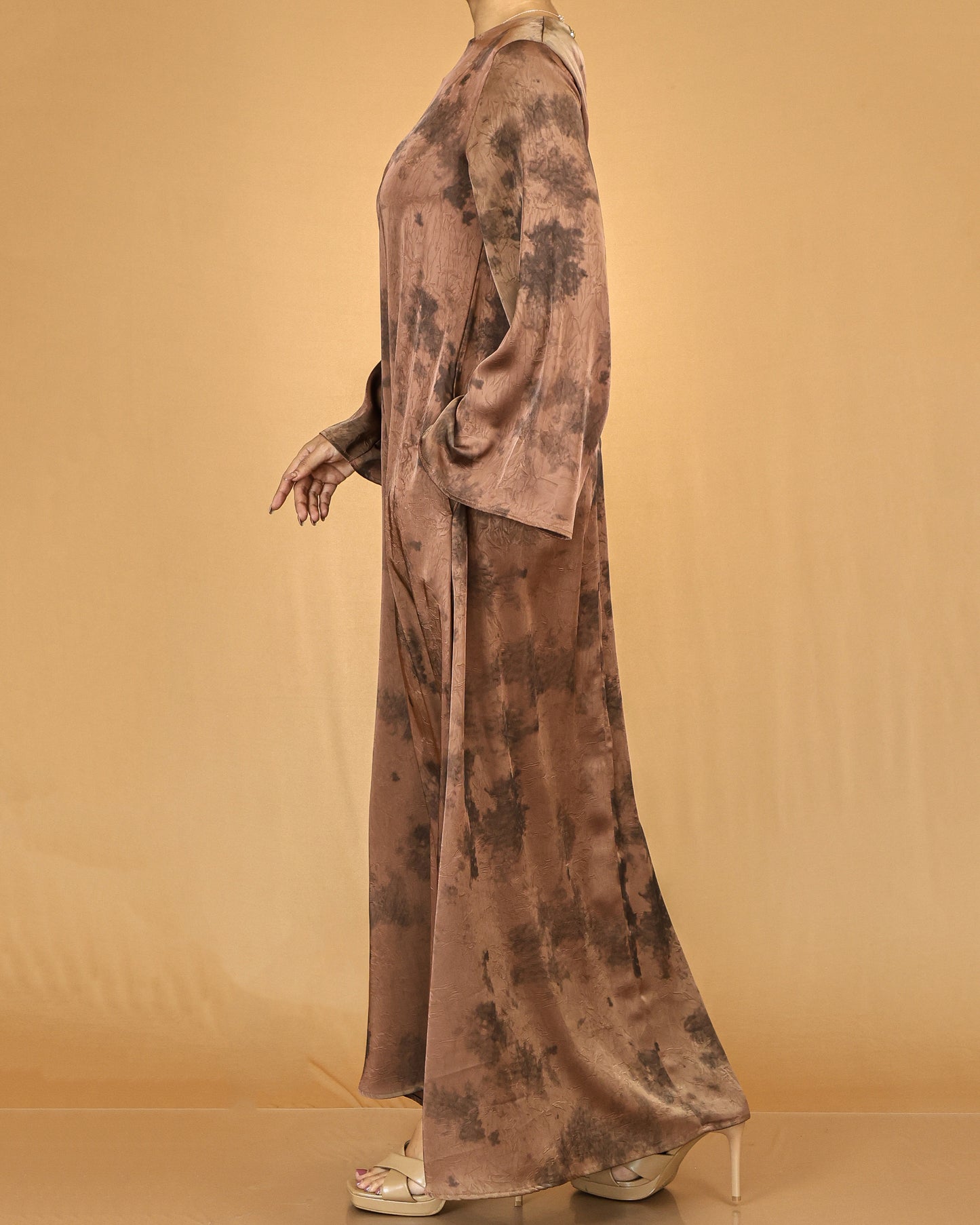 Cocoa Mist Flared-Sleeve Modest Abaya