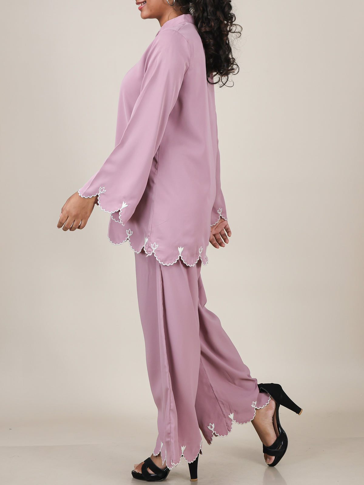 Soraya Dusty Mauve Embroidered Co-Ord Set