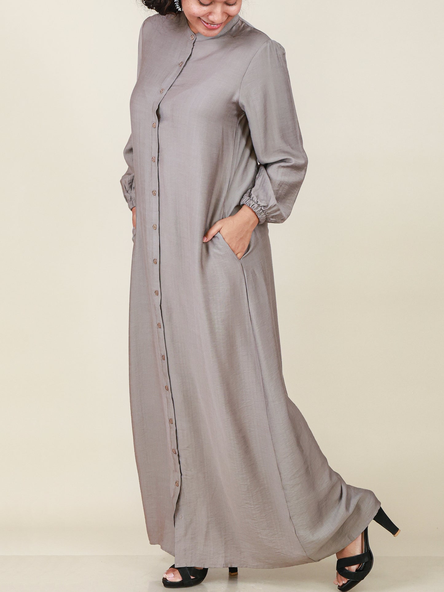 Seraphine Taupe Button Maxi