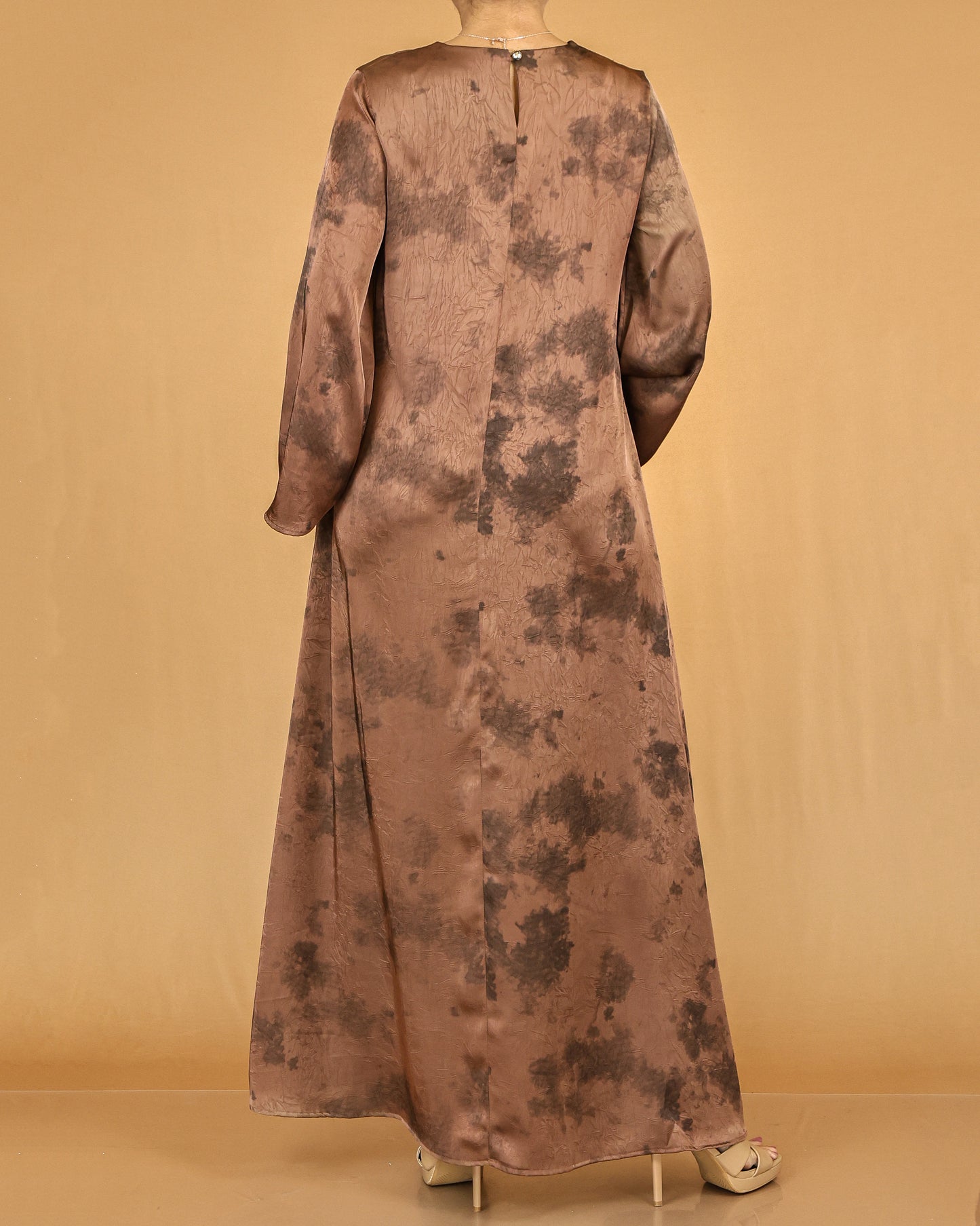 Cocoa Mist Flared-Sleeve Modest Abaya