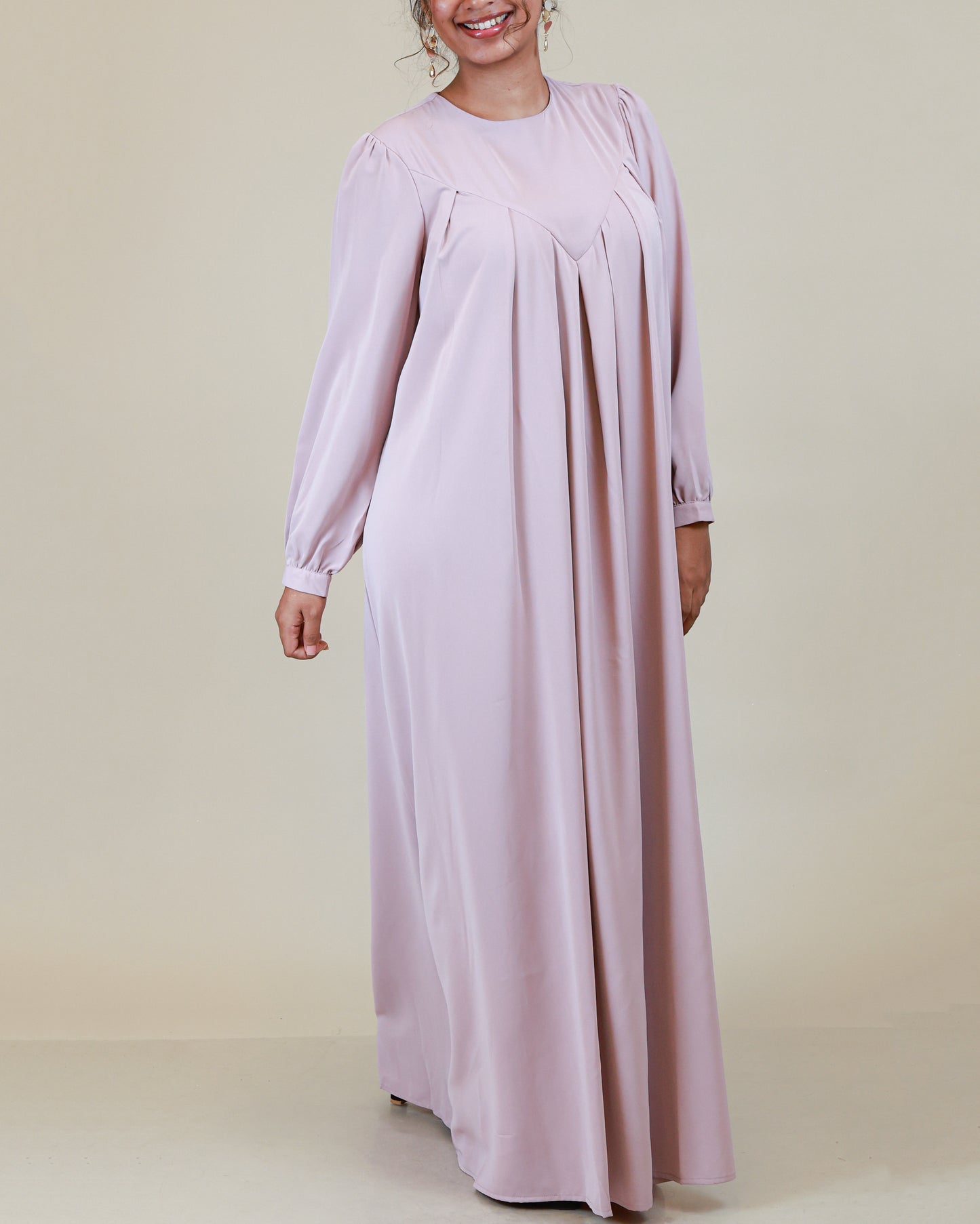 Aurelia Pleated Dusty Pink Abaya