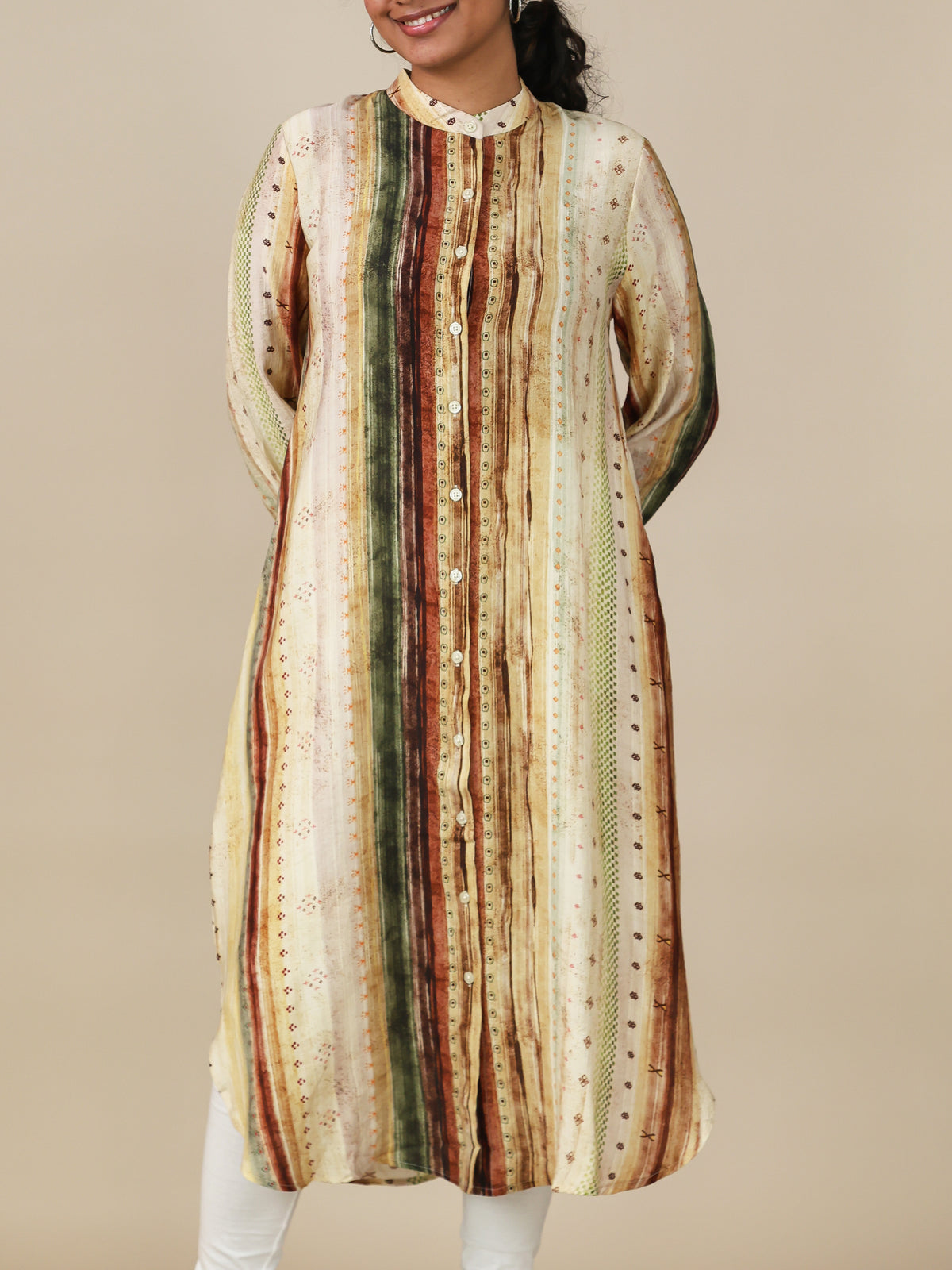 Avyra Earthstone Stripe Shirt Dress