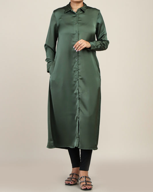 Elegant Long Shirt Top _Green