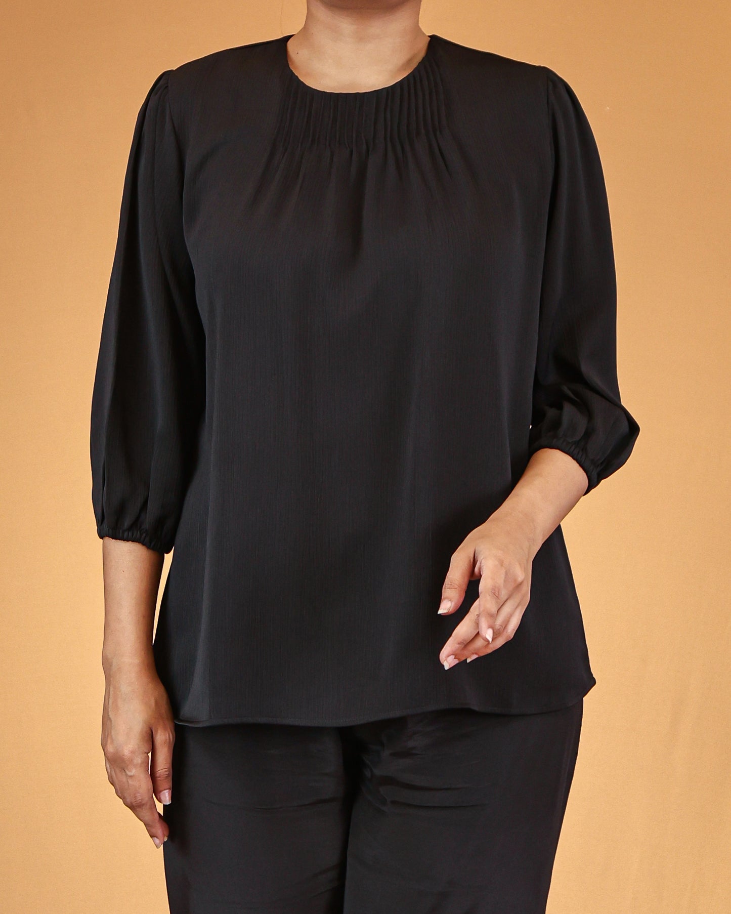 Classic Black Soft Gathered Top