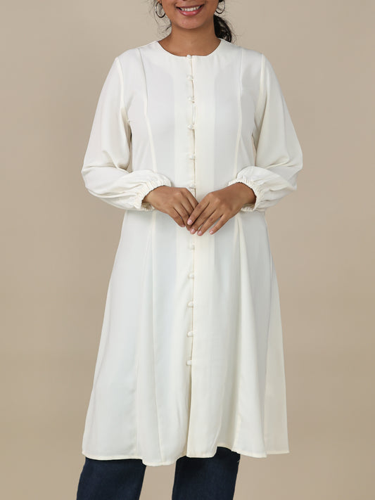 Selene Ivory Button Front Midi