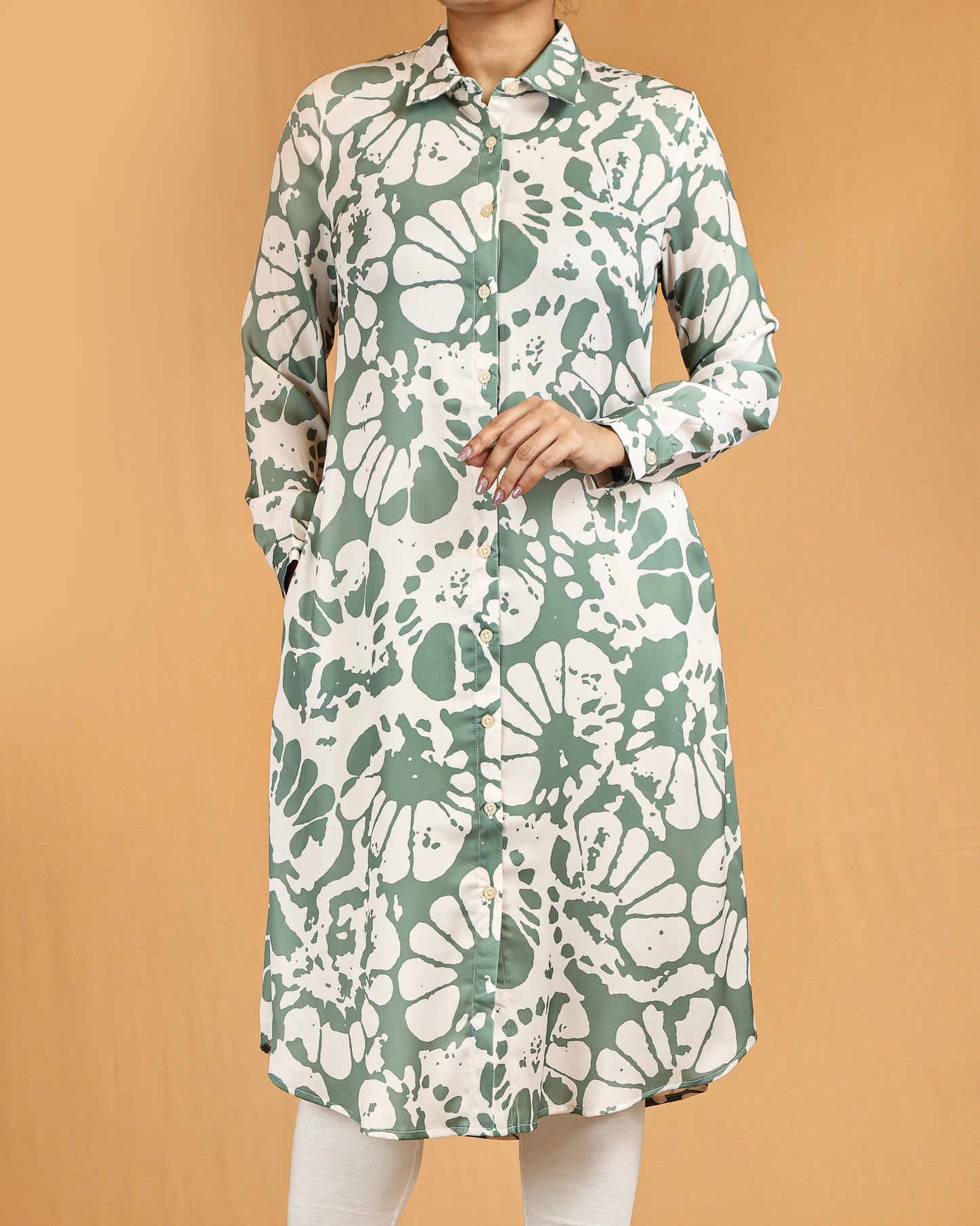 Floral Button-Down Shirt Dress