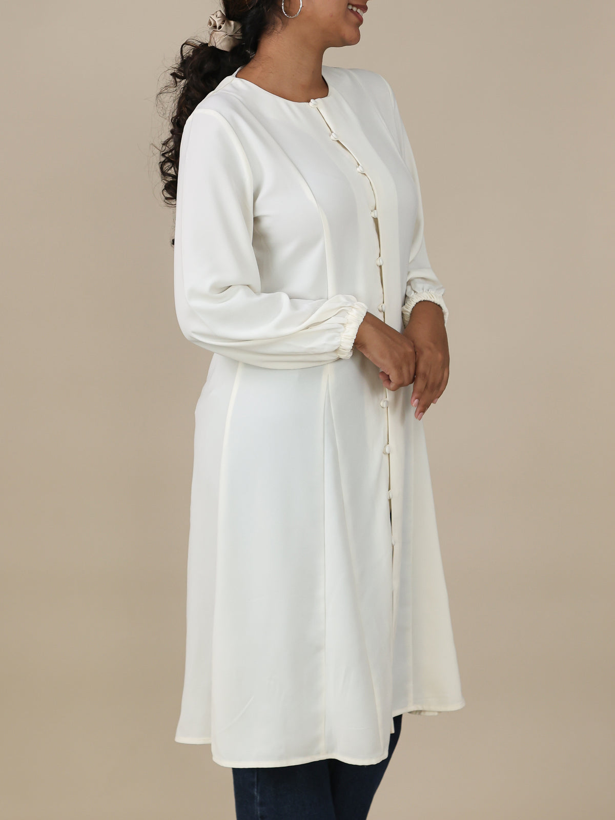 Selene Ivory Button Front Midi