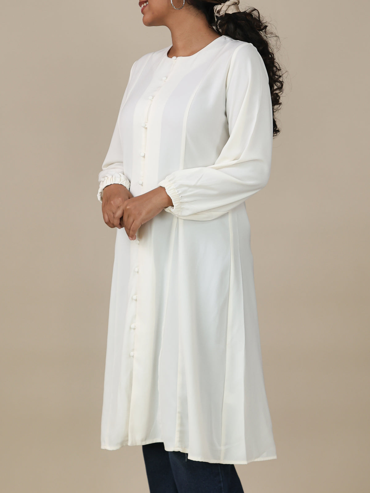 Selene Ivory Button Front Midi