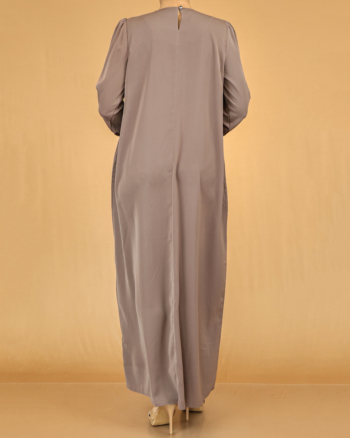 Taupe Pleated Modest Abaya