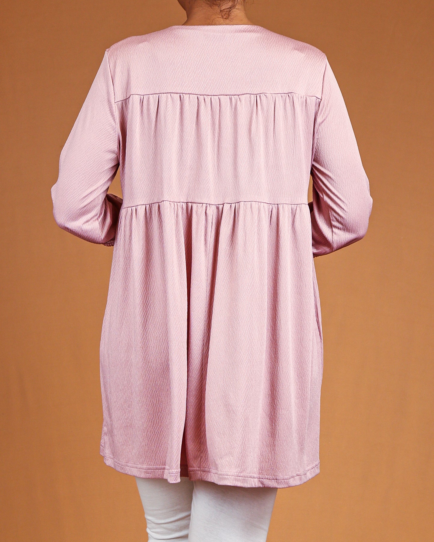 Rose Blush Textured Midi with Tie-Neck Detail