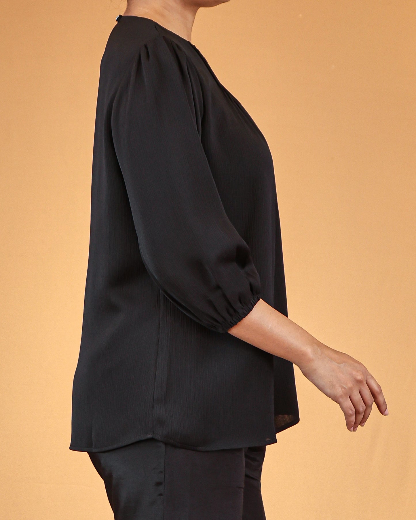 Classic Black Soft Gathered Top