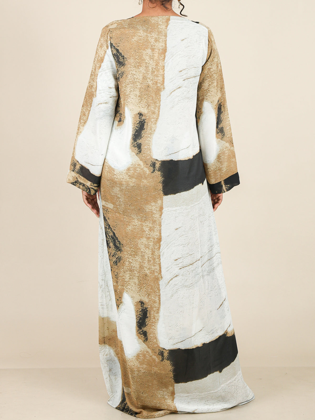 Azura Sandstone Abstract Print Abaya