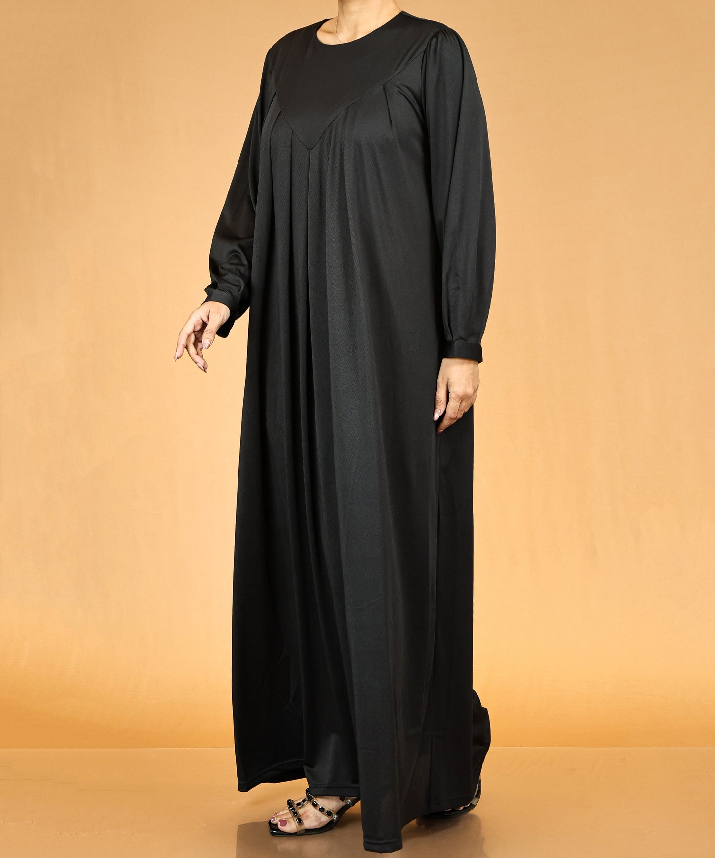 Classic Black Pleated Modest Abaya
