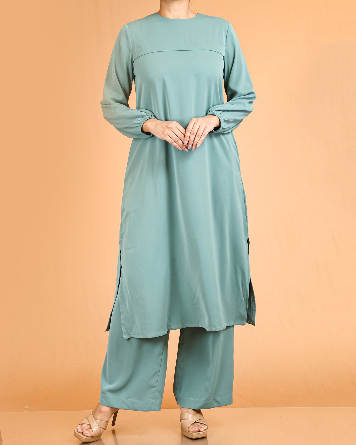 Classic lace Top & Wide-Leg Pant Co-ord Set