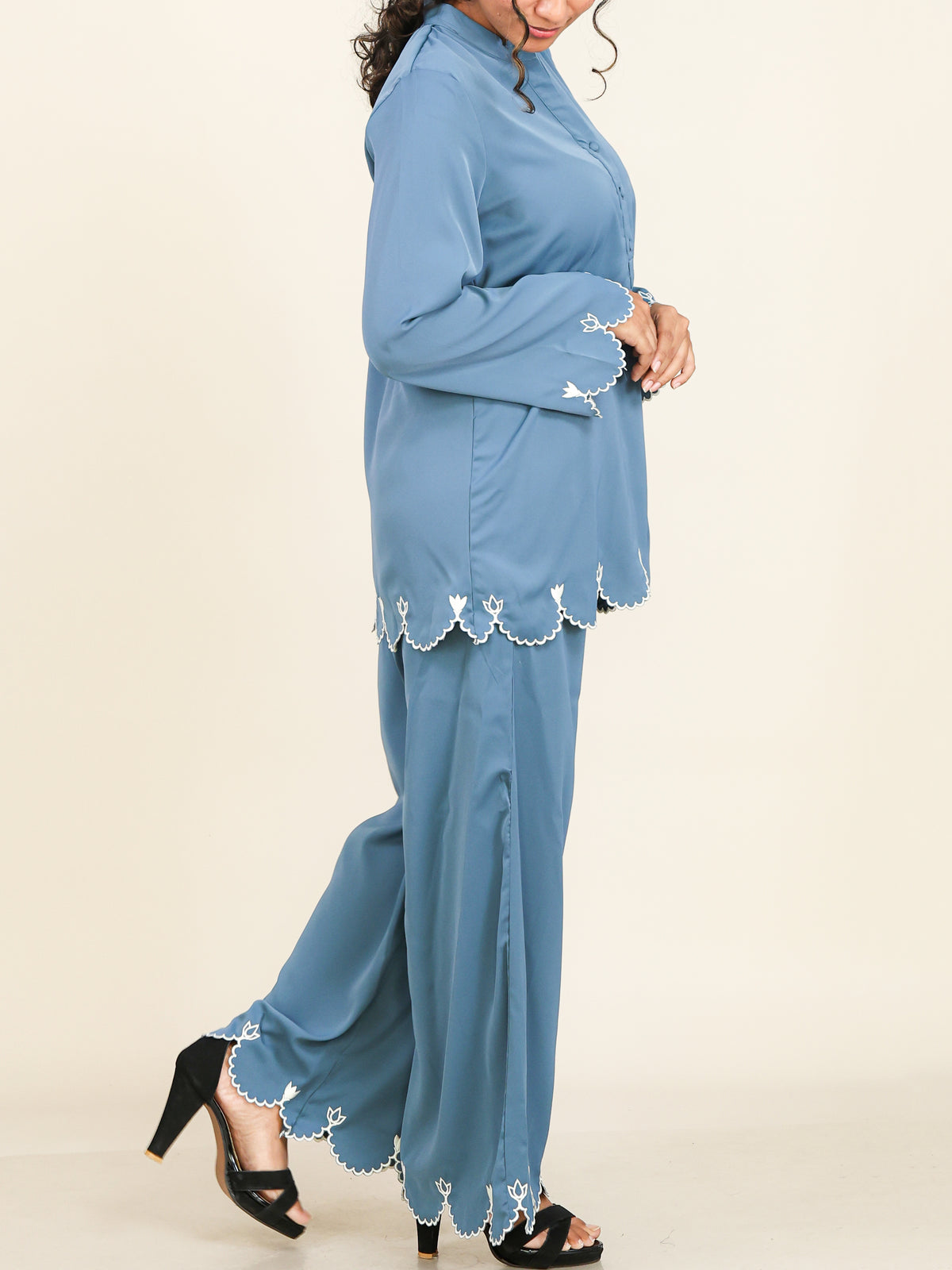 Soraya Dusty Blue Embroidered Co-Ord Set