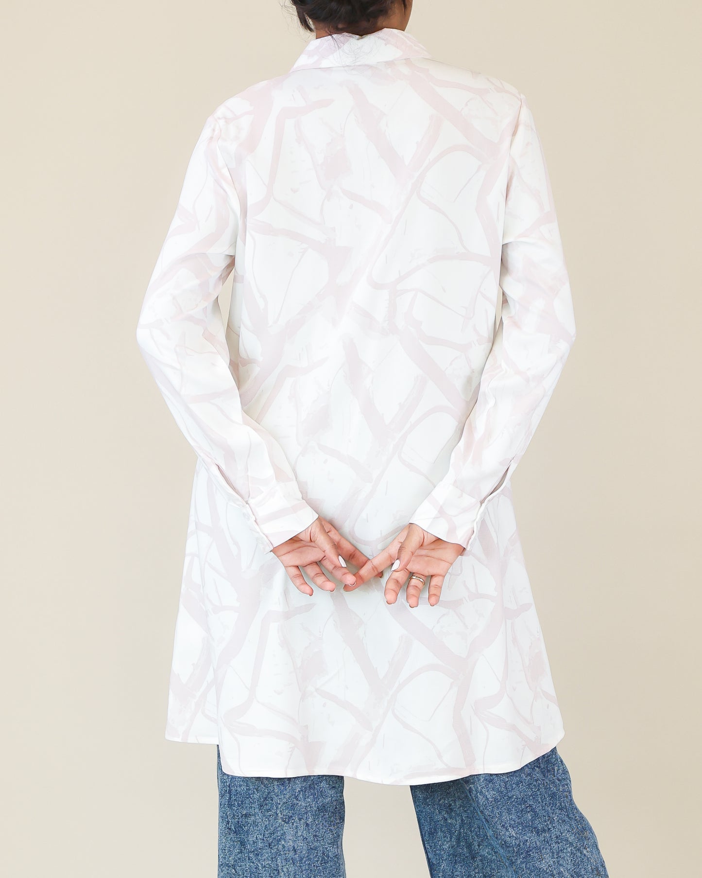 Ivory Blush Marble Shirt Dress