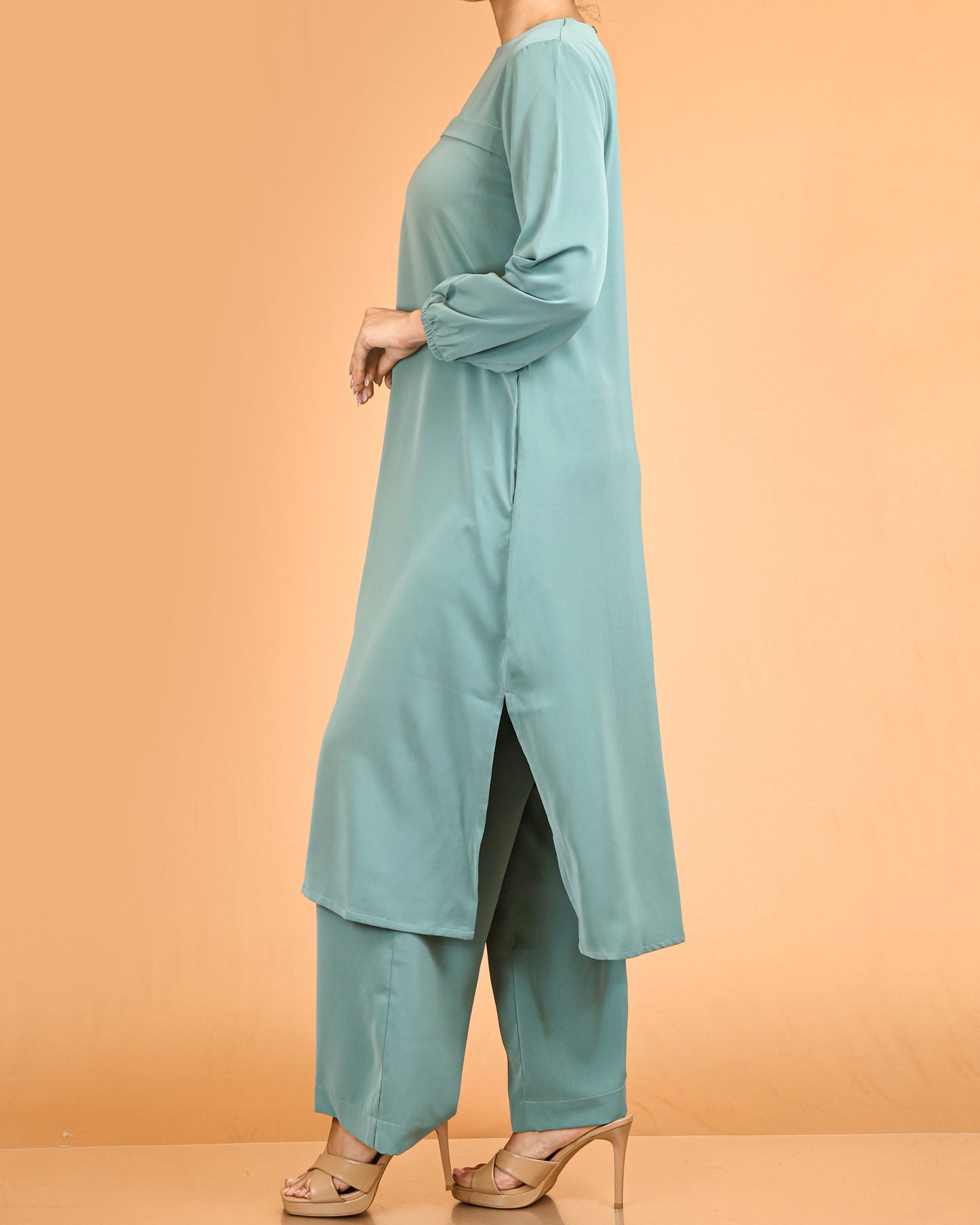 Classic lace Top & Wide-Leg Pant Co-ord Set