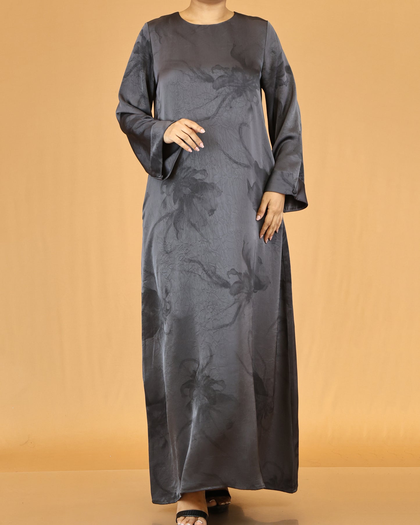 Charcoal Floral Abaya