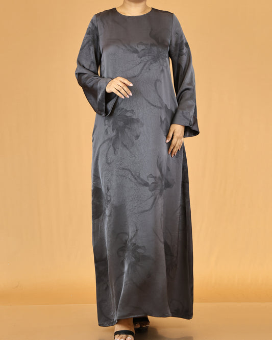 Charcoal Floral Abaya