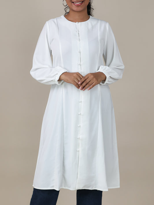 Selene Pure White Button Front Midi
