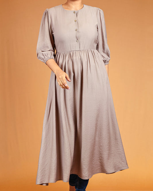 Desert Taupe Buttoned Empire Long Top