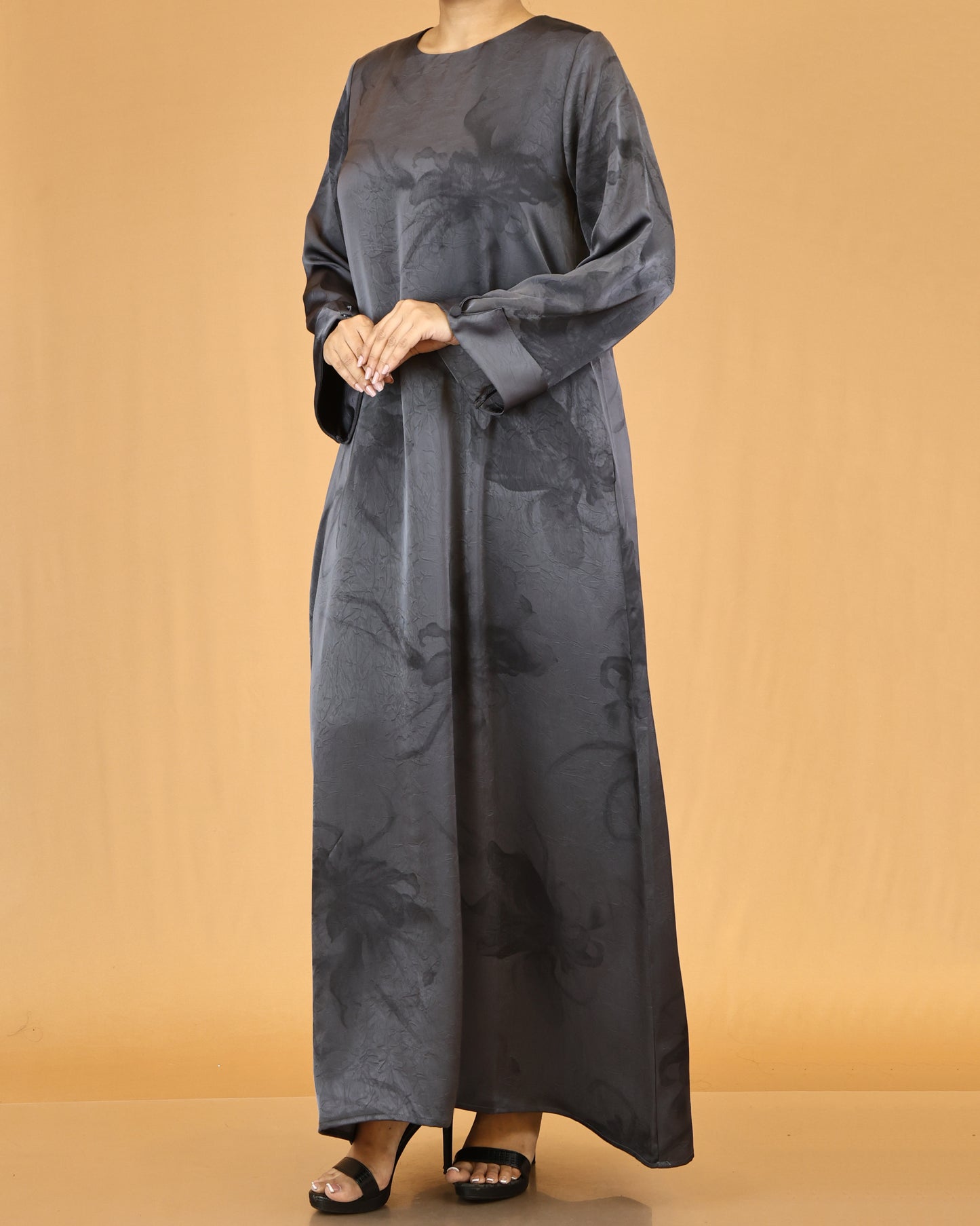 Charcoal Floral Abaya