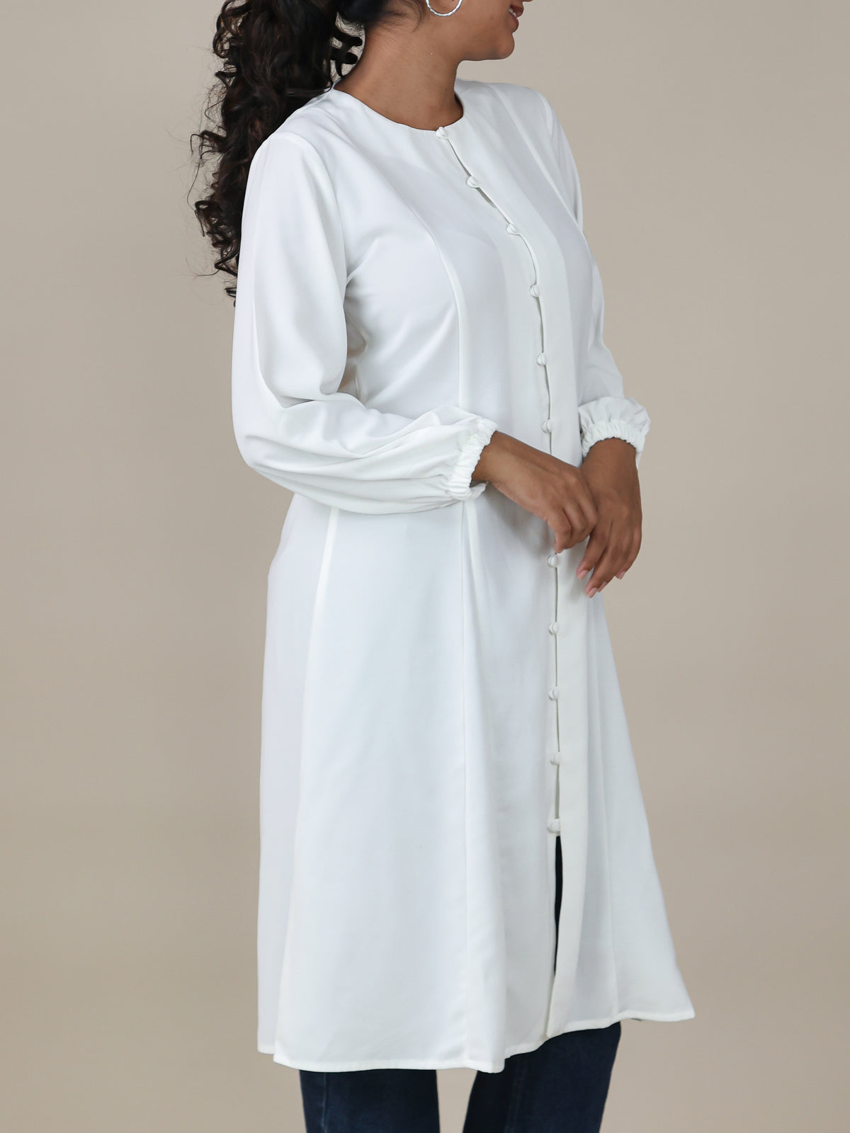 Selene Pure White Button Front Midi