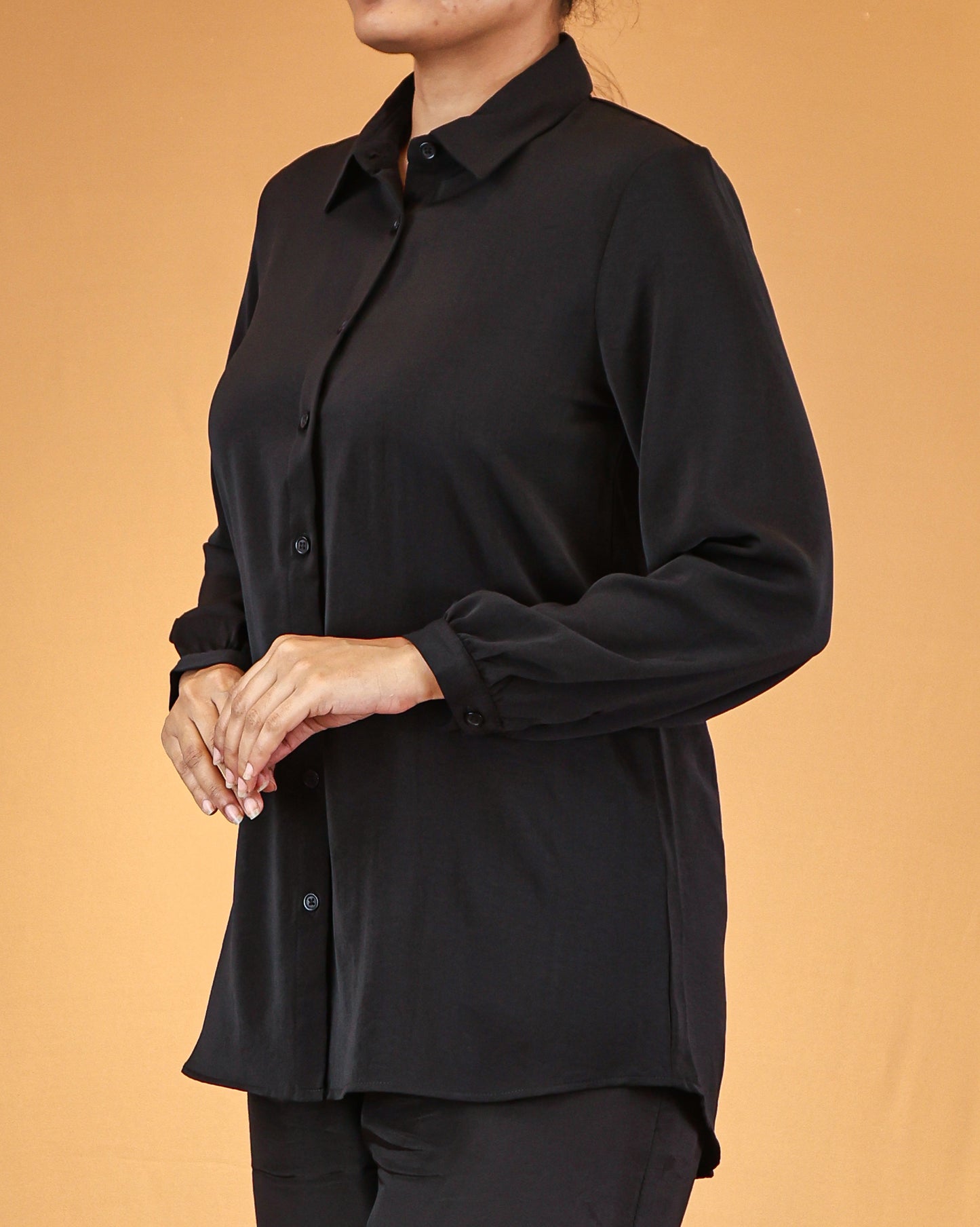 Black Buttoned Shirt Dress