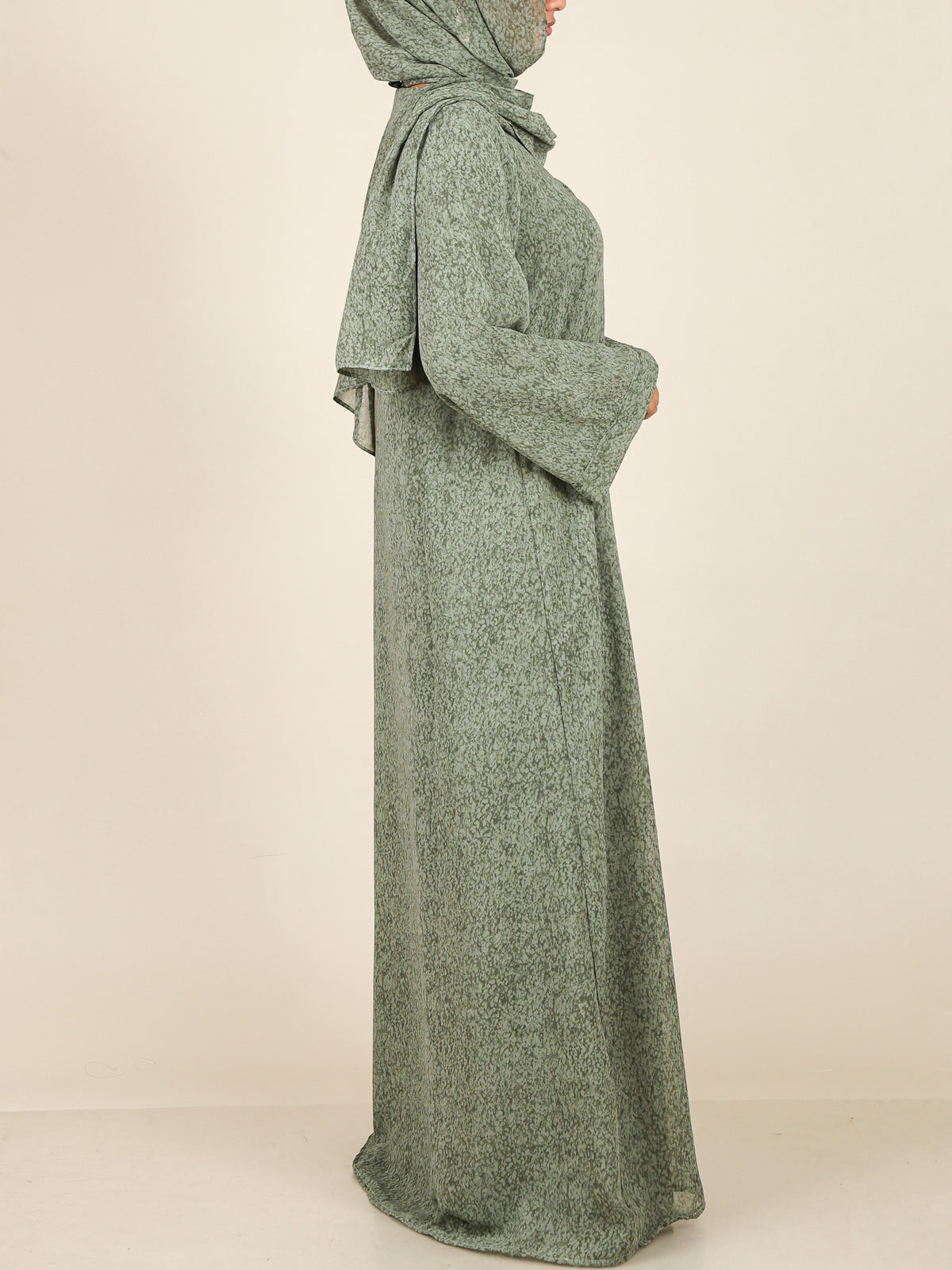 Veyra Sage Green Textured Print Abaya