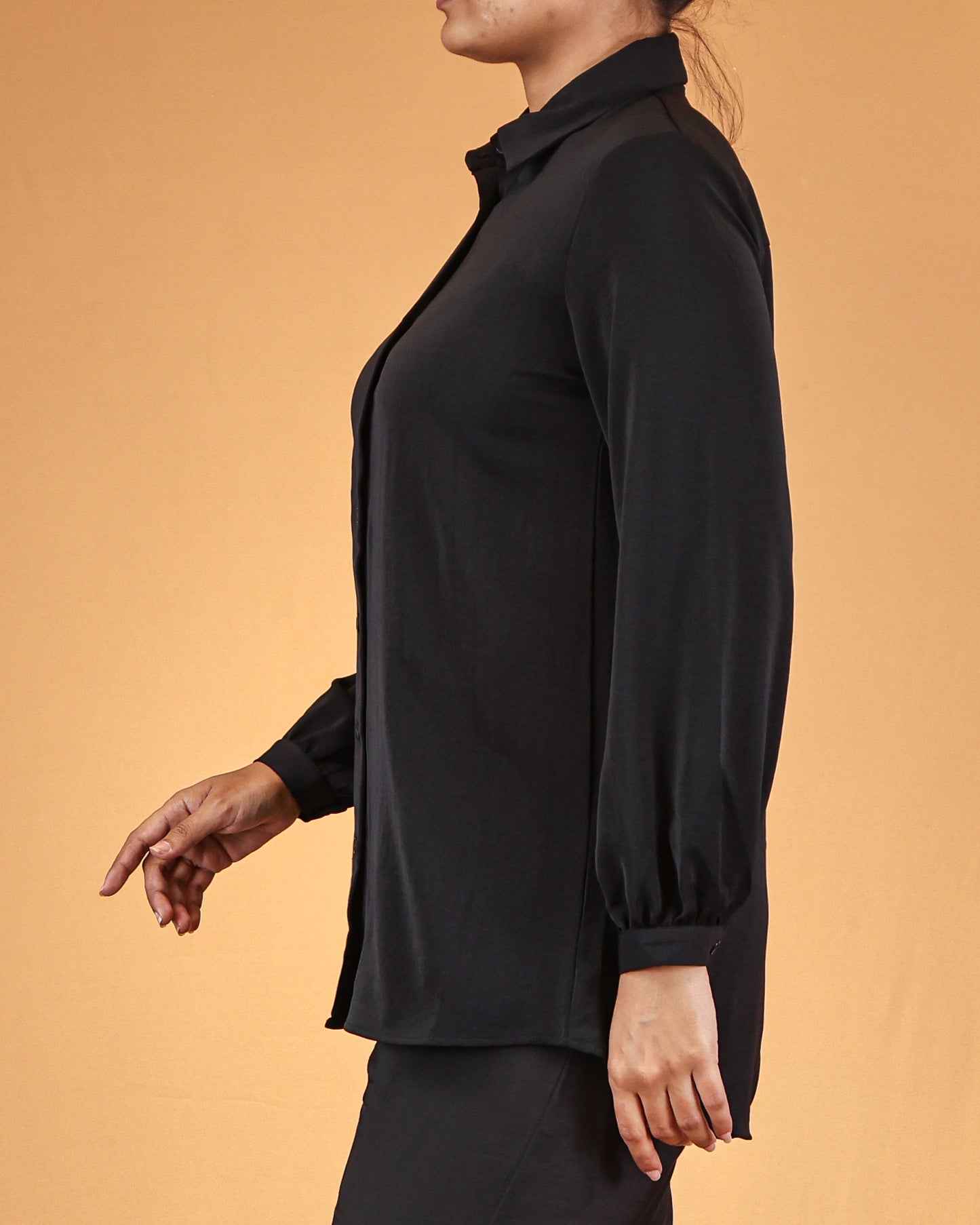 Black Buttoned Shirt Dress