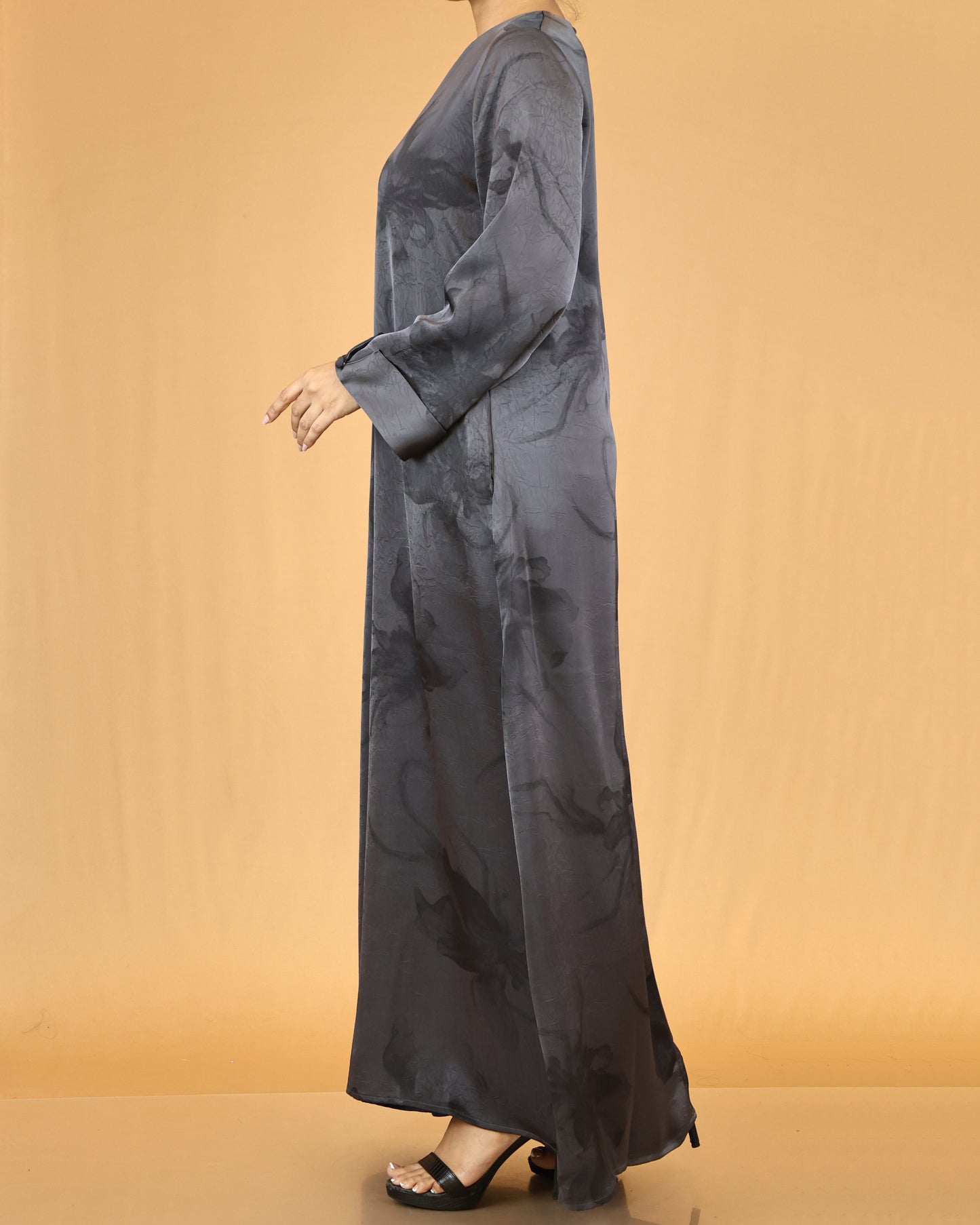 Charcoal Floral Abaya