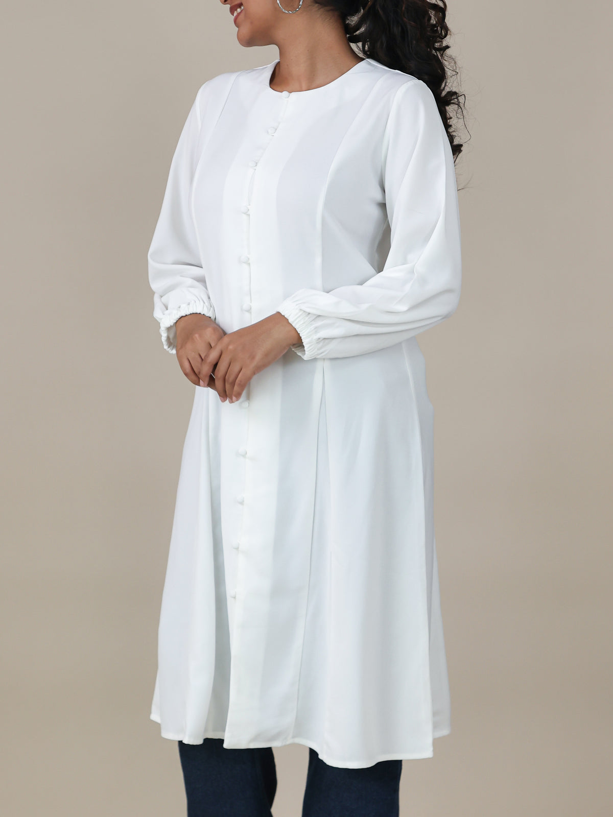 Selene Pure White Button Front Midi